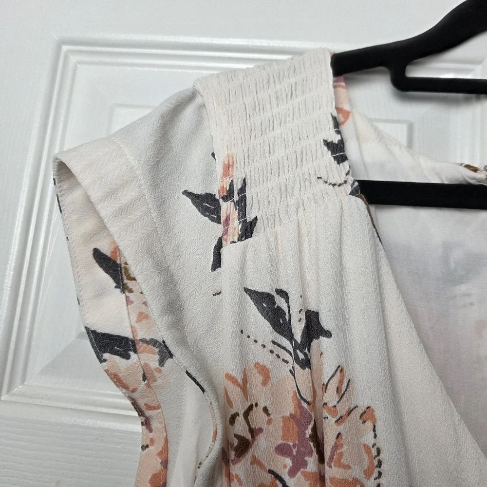 Free People Maxi Dress Womens 2 Ivory Floral Butterfly Faux Wrap Boho Tie Belt